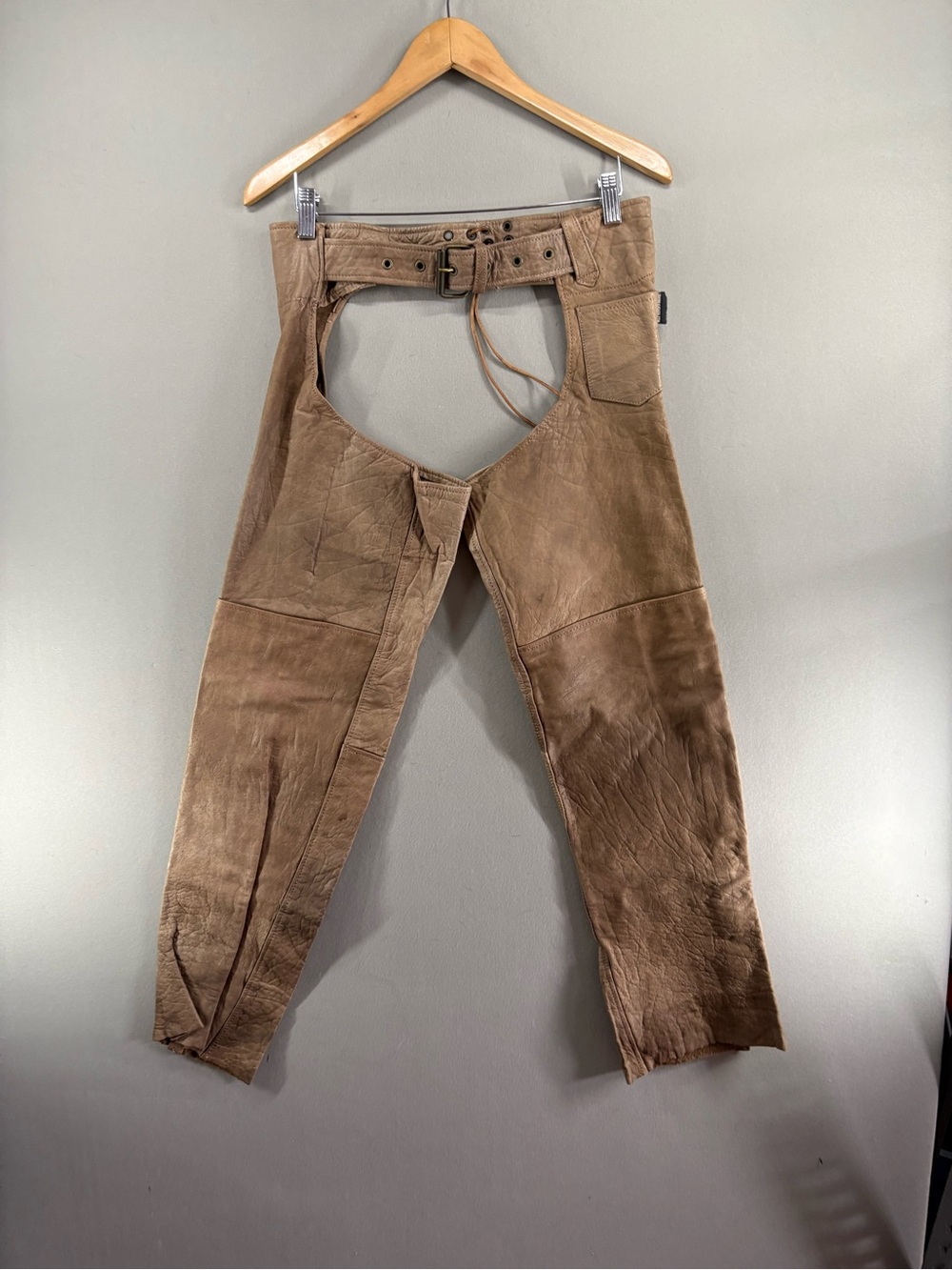 Jamin Leather Brown Biker Chaps Size Medium Harley Retro Outlaw Biker